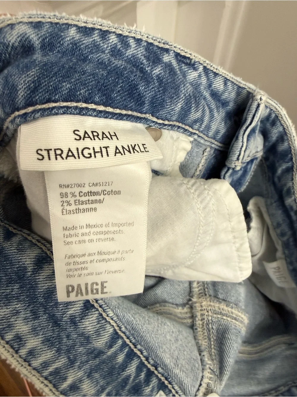 PAIGE Light Wash Straight-Leg Jeans